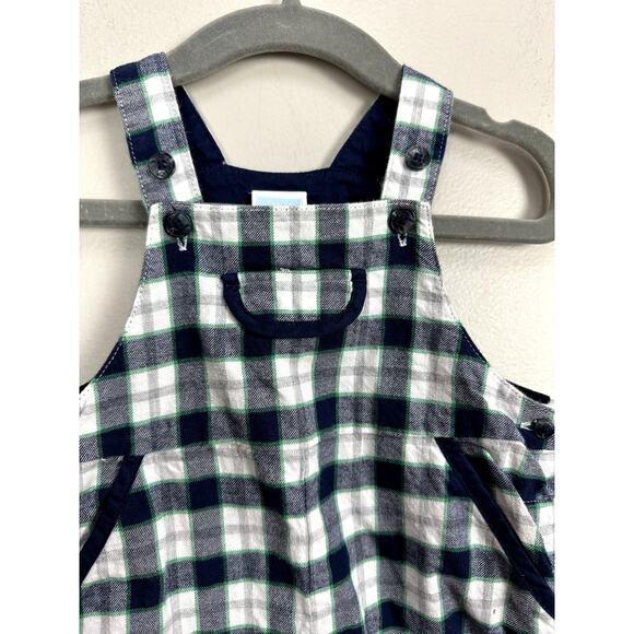 Janie & Jack Plaid Overalls Romper 3-6 Months Blue Green Baby Boy - Picture 4 of 7